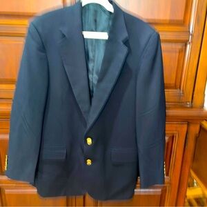 TAILORS ROW BY DEANSGATE MENS NAVY WOOL BLAZER 42L 2 button front single vent EC